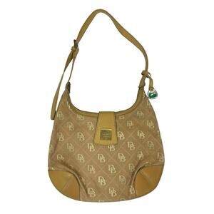 VTG Dooney&Bourke Hobo Classic Logo Canvas Designer Shoulder Purse